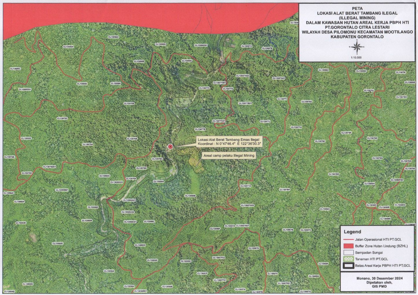 Alat Berat untuk Tambang Ilegal Ditemukan Tersembunyi di Hutan Boliyohuto Gorontalo